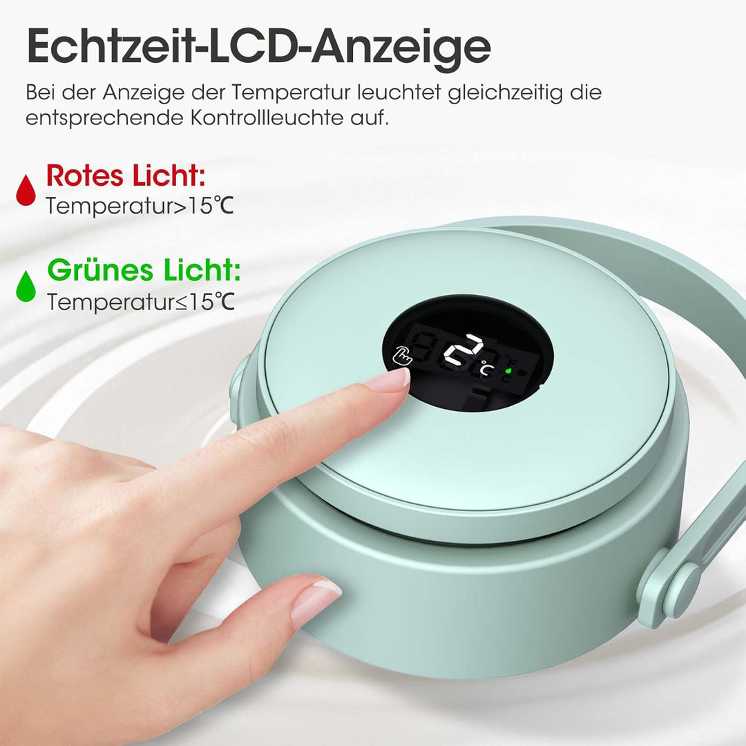 MQUPIN Tragbarer Muttermilchkühler mit Temperaturanzeige, 360°-Kühlung Für muttermilch aufbewahrung,