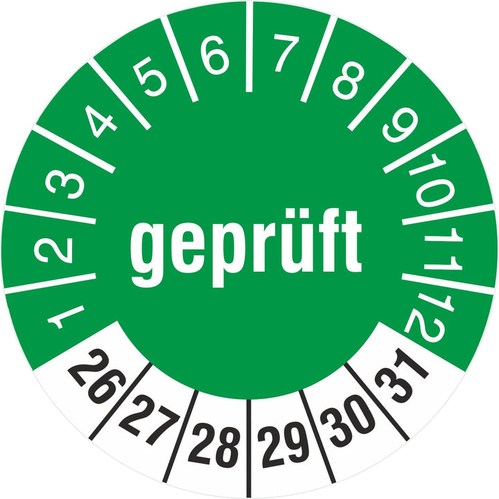 2500 Prüfetiketten GEPRÜFT Prüfplaketten 18 mm Prüfaufkleber 2022-27 2500 18mm Durchmesser, 2500 18m