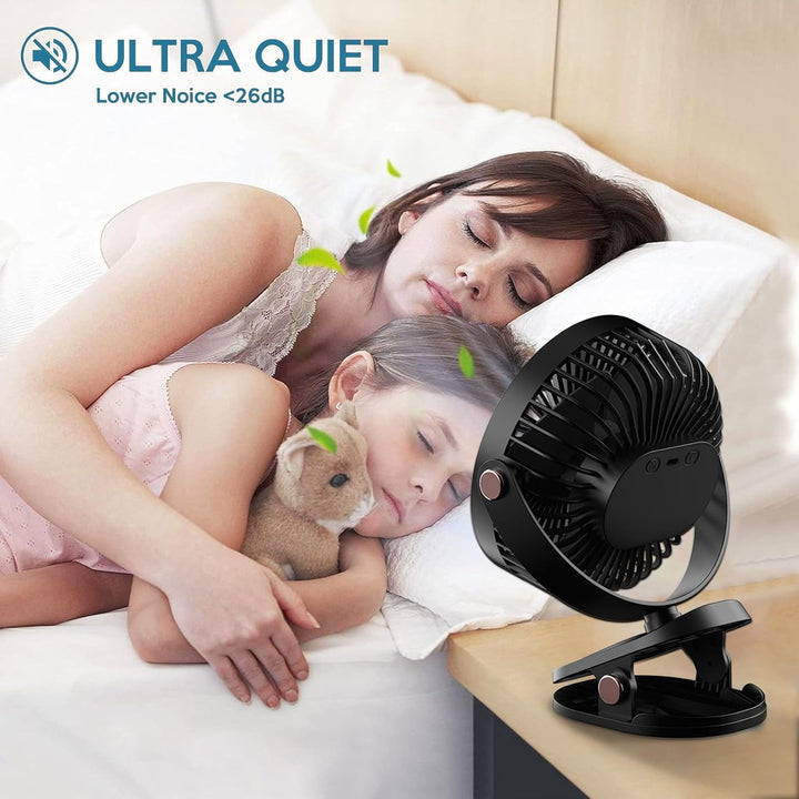 MUXIWOM Kleiner Tischventilator, 5000 mAh, Mini-USB-Ventilator, leise, 5 Geschwindigkeitsstufen, 720