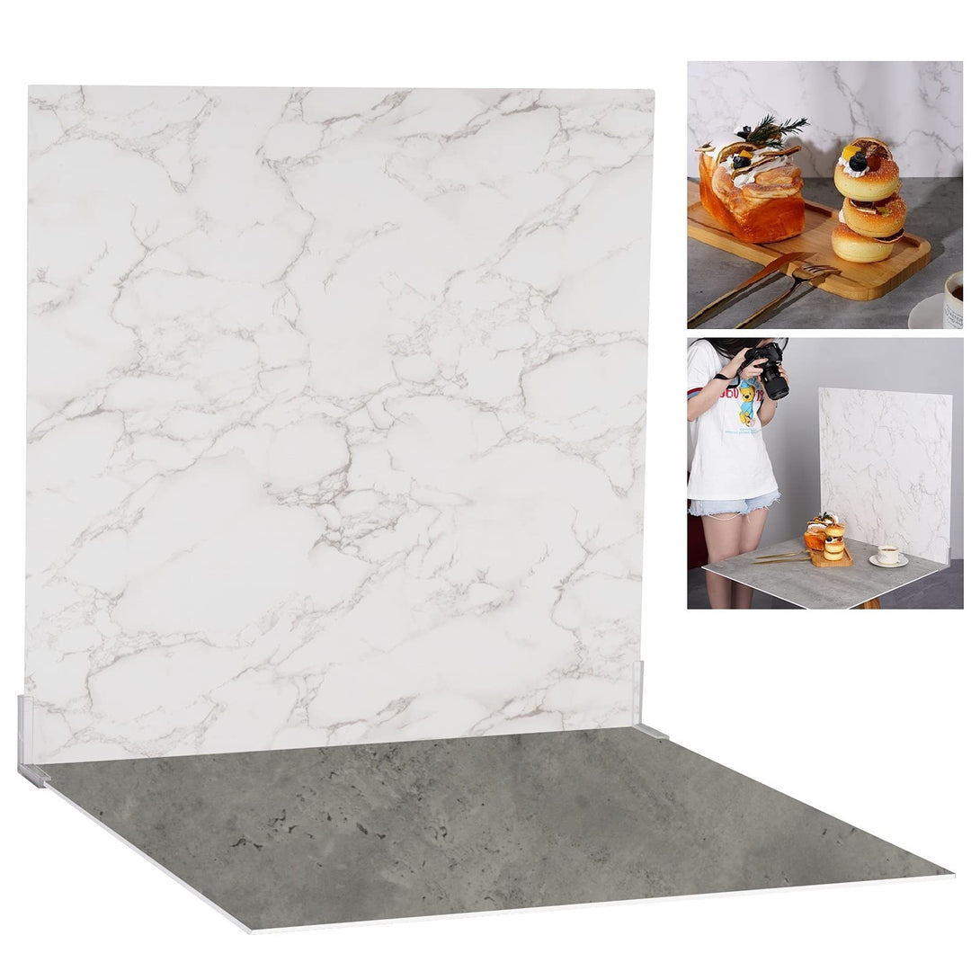 Selens Hintergrund Boards Kit für Food Fotografie, 60x60cm Hintergründe Grau Zement Weiss Marmor Tex