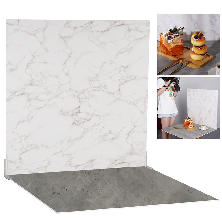 Selens Hintergrund Boards Kit für Food Fotografie, 60x60cm Hintergründe Grau Zement Weiss Marmor Tex
