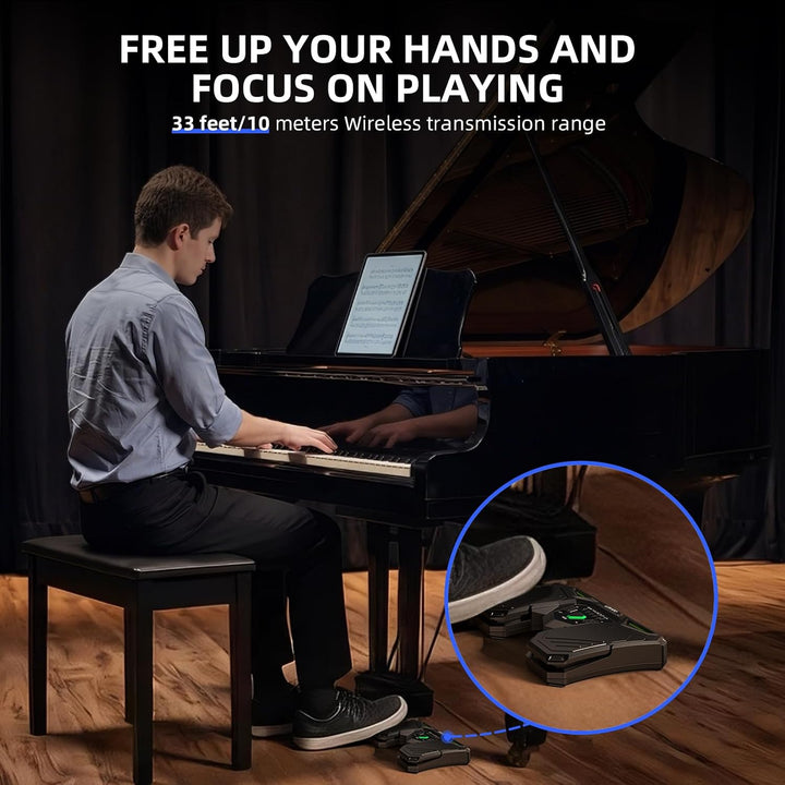 LEKATO Bluetooth Seitenumblätterpedal, wiederaufladbarer kabelloser Seitenumblätter mit 40 Stunden S