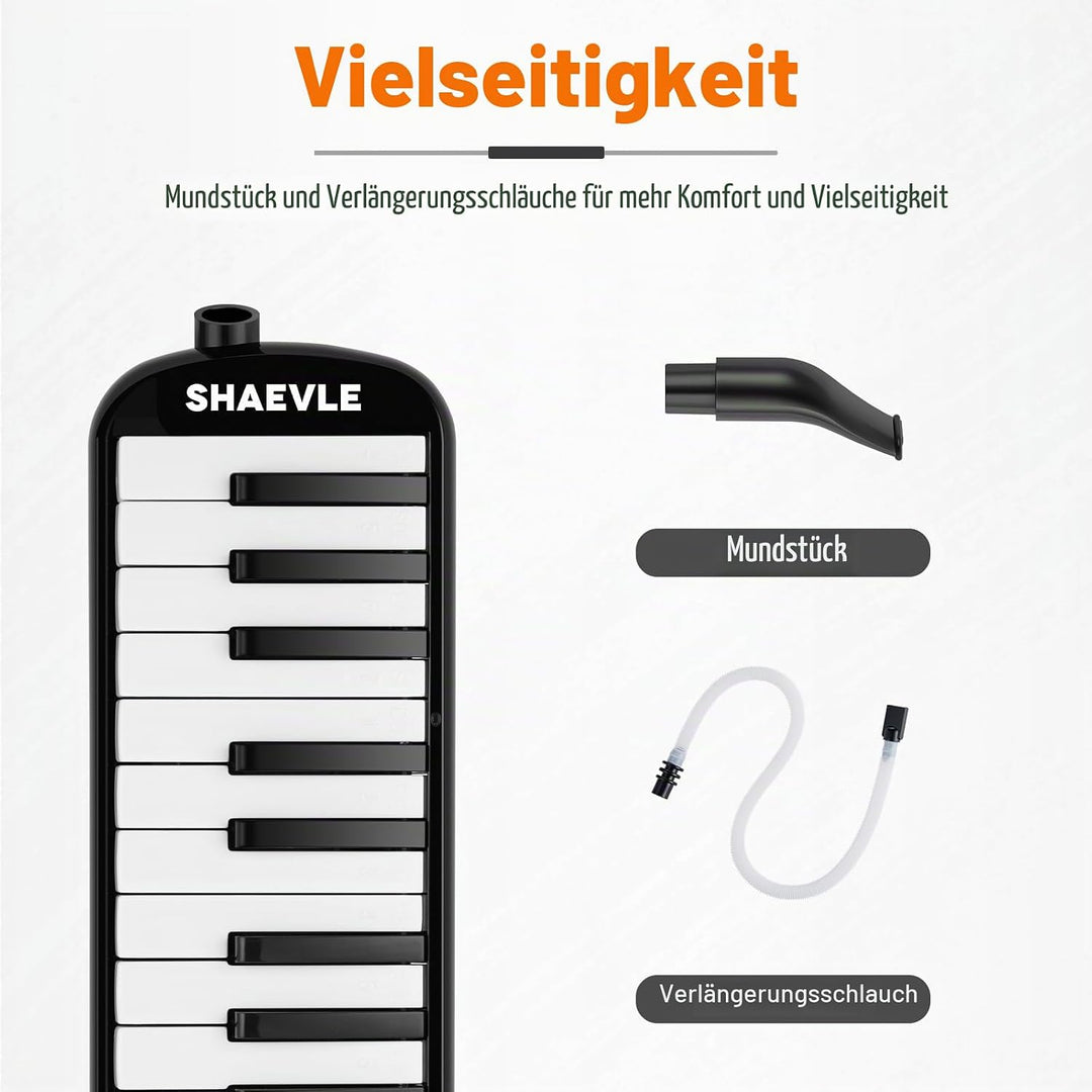 Melodica mit 32 Tasten Luft-Piano-Tastatur mit Tragetasche Mundstücke Schläuche, Melodica-Instrument