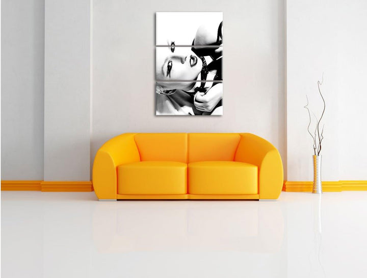 Pixxprint Sexy Woman mit Rose als Leinwandbild/Grösse: 3 Teilig (120x80) cm/Wandbild/Kunstdruck/fert