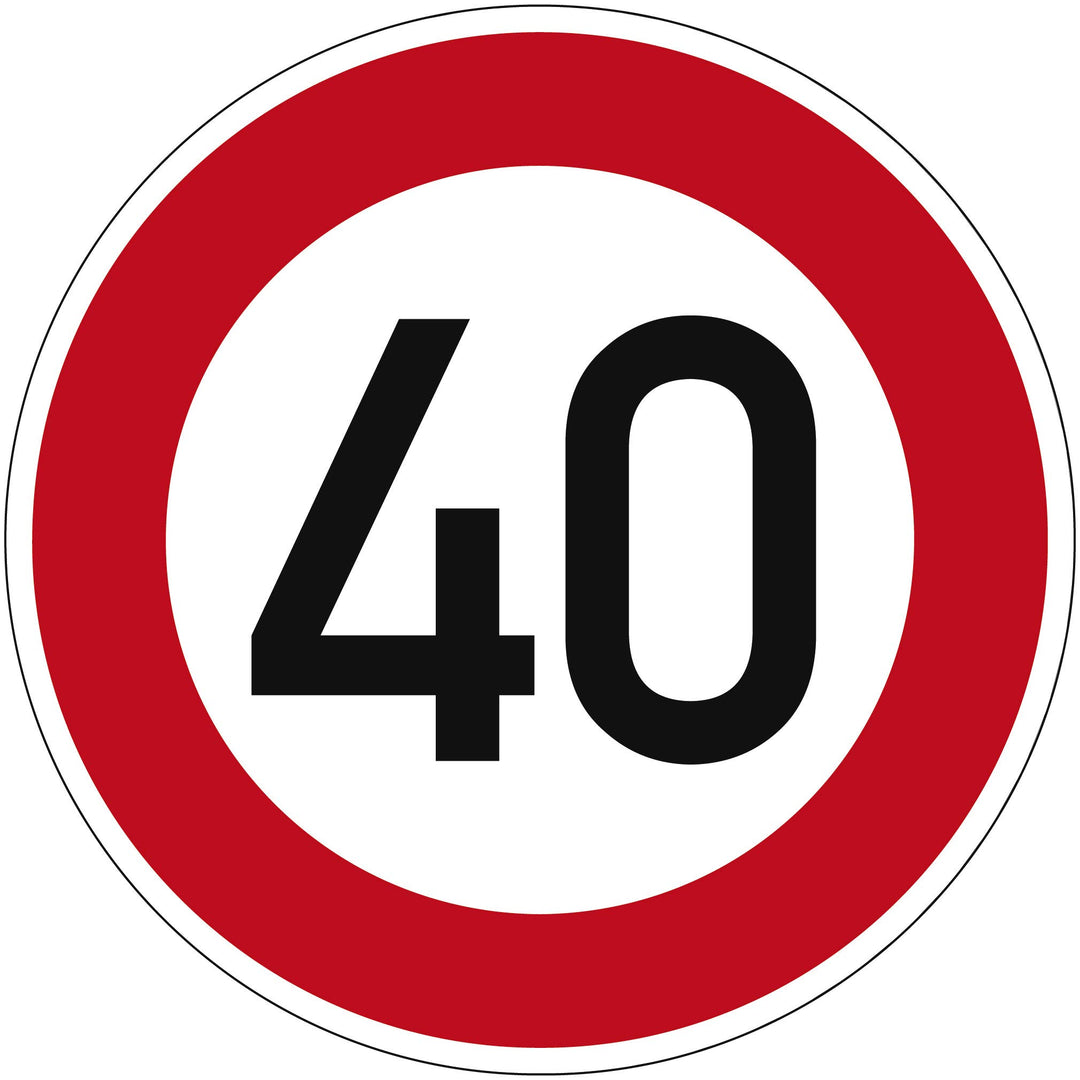 Verkehrszeichen Zulässige Höchstgeschwindigkeit 40 Nr. 274-40 | Ø 420mm, Alu 2mm, RA1 | Original Ver