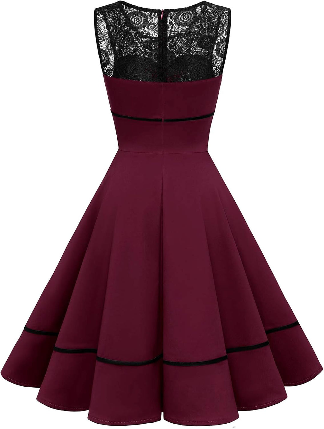 Bbonlinedress Damen Cocktailkleid Rockabilly Spitzenkleid 50er Retro Vintage Faltenrock Elegant Ärme