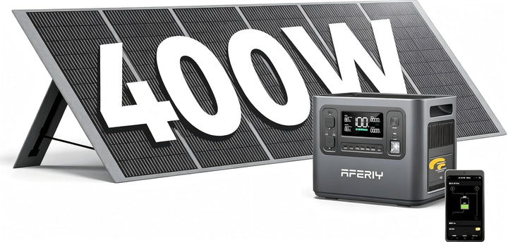 AFERIY 2400W2048Wh Solargenerator mit 400W Solarpanel, 1,5Std Schnellladung | Tragbare Powerstation,