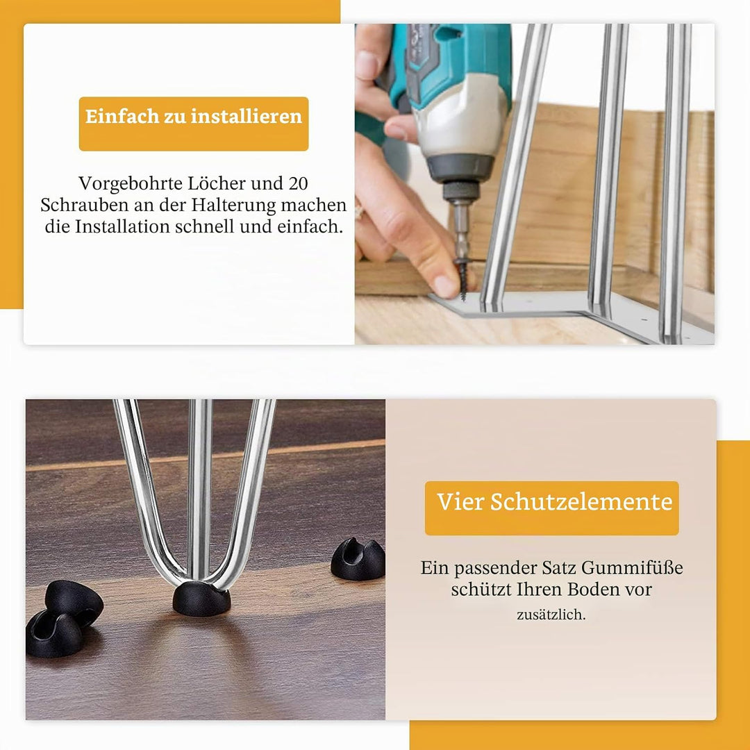 Haarnadel Tischbein 4x Hairpin Leg Möbelbein Haarnadelbeine aus Metall Tischzubehör DIY für Esstisch