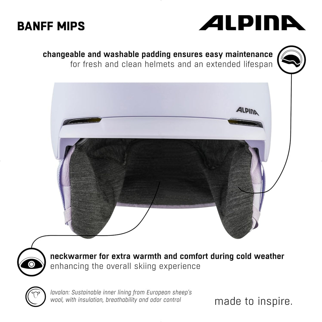 ALPINA BANFF MIPS - Nachhaltiger, Sicherer und leichter MIPS Skihelm Mit Schafswolle-Innenfutter Für