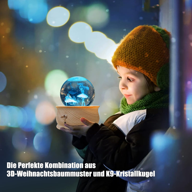 Wholede Kristallkugel Spieluhr, Hölzerne Spieluhren, Automatischer Farbwechsel Schneekugel, RGB Proj