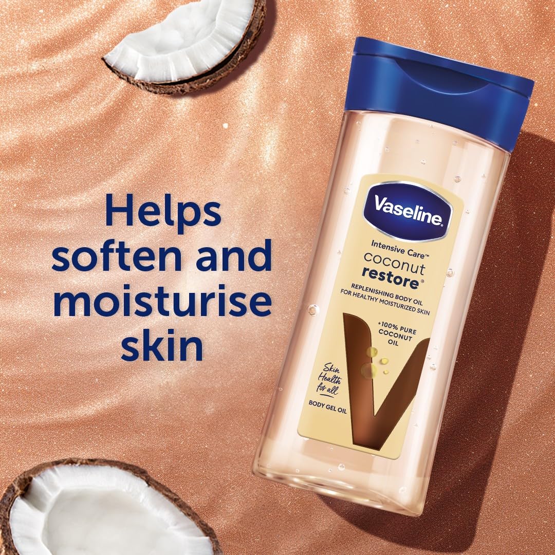 Vaseline Intensive Care Körperöl Coconut Restore für gesunde, mit Feuchtigkeit versorgte Haut. Regen