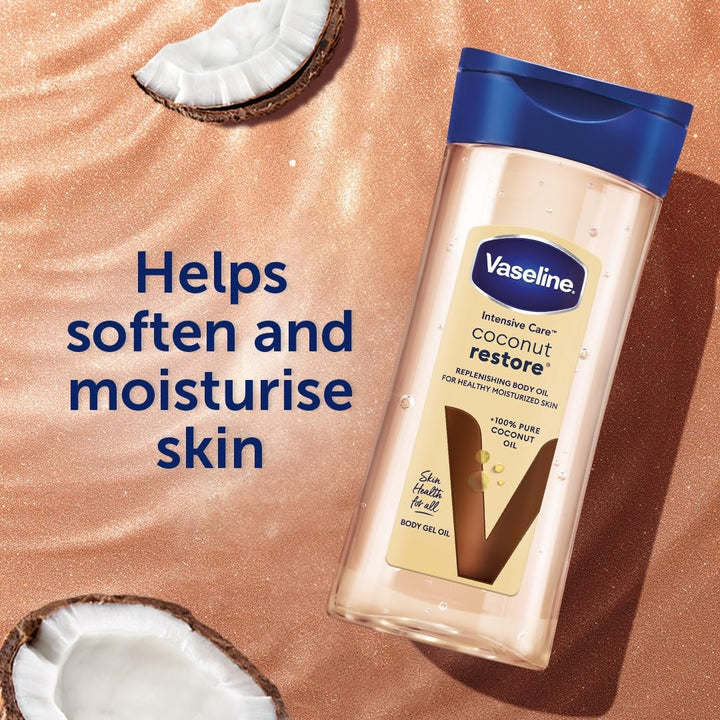 Vaseline Intensive Care Körperöl Coconut Restore für gesunde, mit Feuchtigkeit versorgte Haut. Regen