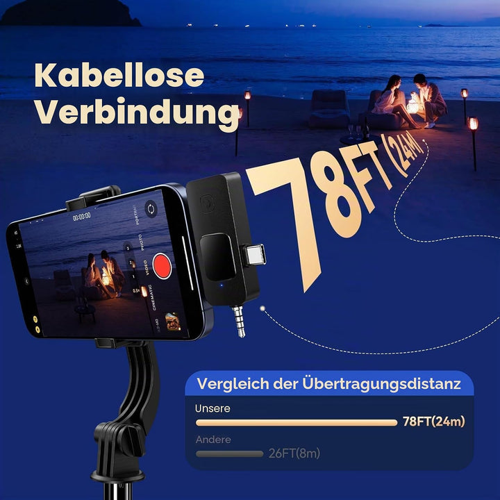 GlasFlength Lavalier Mini Mikrofon für iPhone Android Kamera Computer, 4 in 1 Kabellos Geräuschunter