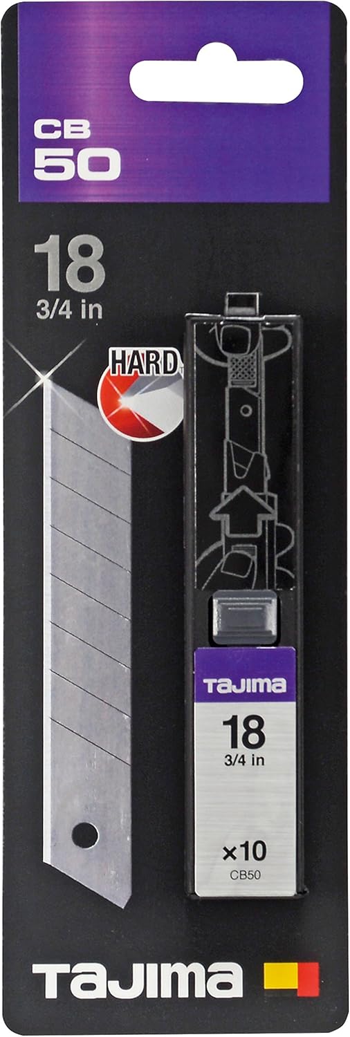 Tajima TAJ-CB50RB DORA Cutterklinge RAZAR BLACK 18mm, 10 Stück verpackt in Klingenspender, CB50RB (P