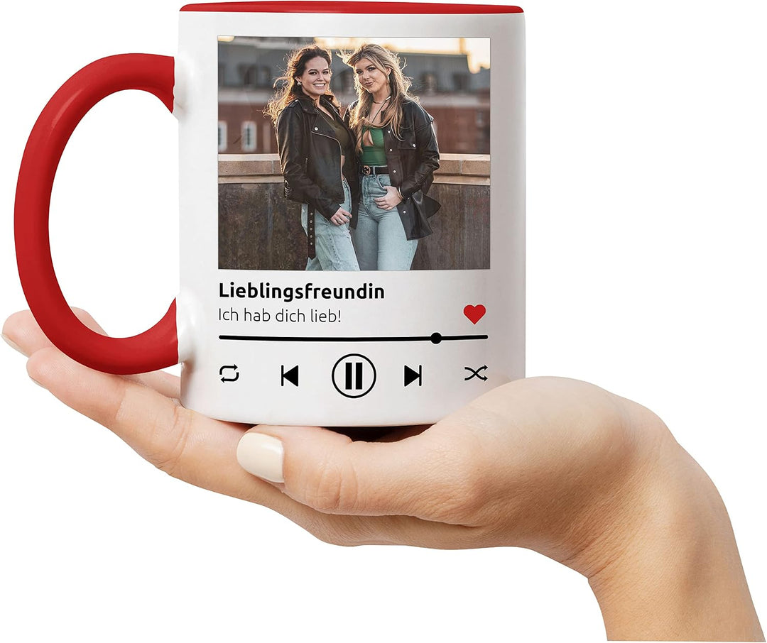 Kiddle-Design Song Cover Tasse Rot Foto Playlist Musikbild Personalisiertes Geschenk Bild im Spotify