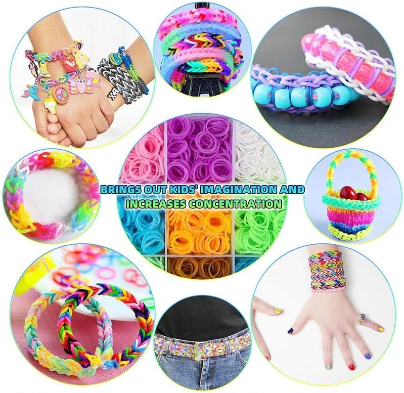 Mocoli Loom Bänder Kit für Kinder, 15000 Stck DIY Gummibänder Set für Armband mit Webrahmen und Hake