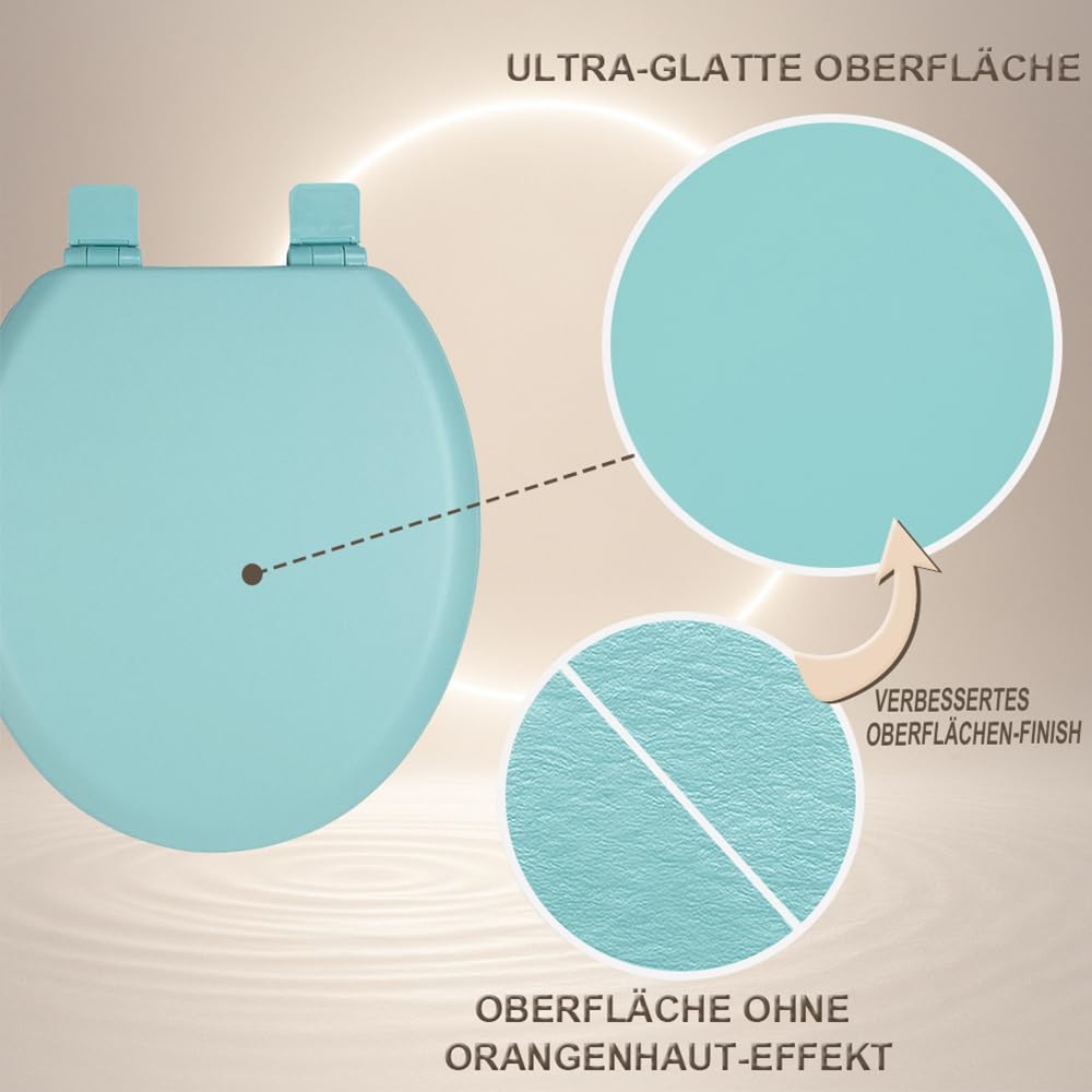WC-Sitz Holzkern, Ｍatt – Soft-Touch & ultraglatt (ohne Orangenhaut), Absenkautomatik & Schnellversch