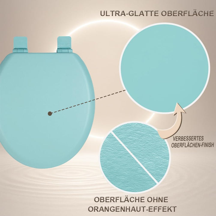 WC-Sitz Holzkern, Ｍatt – Soft-Touch & ultraglatt (ohne Orangenhaut), Absenkautomatik & Schnellversch