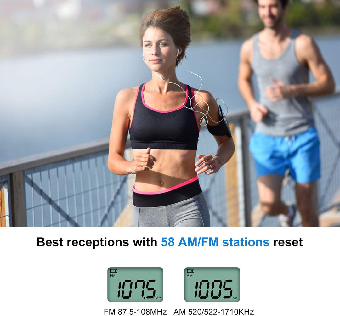 Songway AM/FM-Taschenradio Stereo mit Kopfhörer-LCD-Display USB Wiederaufladbar Hervorragender DSP-E