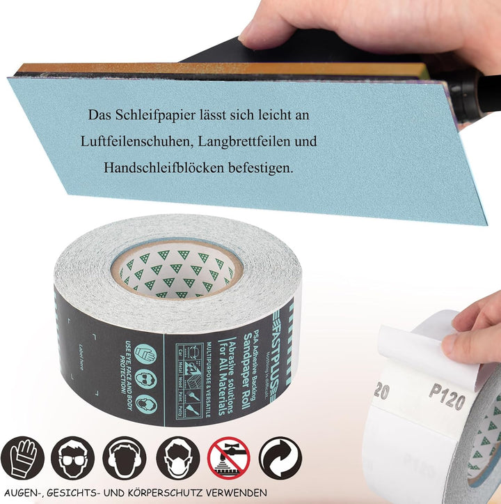 FASTPLUS Selbstklebende Premium PSA Abarasive Rolle Longboard Schleifpapier Sticky Back Longboard Ko
