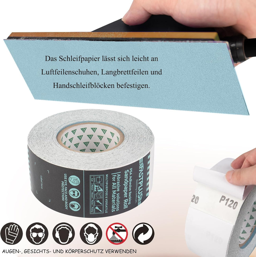 FASTPLUS Selbstklebende Premium PSA Abarasive Rolle Longboard Schleifpapier Sticky Back Longboard Ko