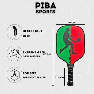 PiBa Sports Pickleball Schläger Set inkl. Tasche 2X Paddel 2X Indoor Bälle 2X Outdoor Bälle und Prak