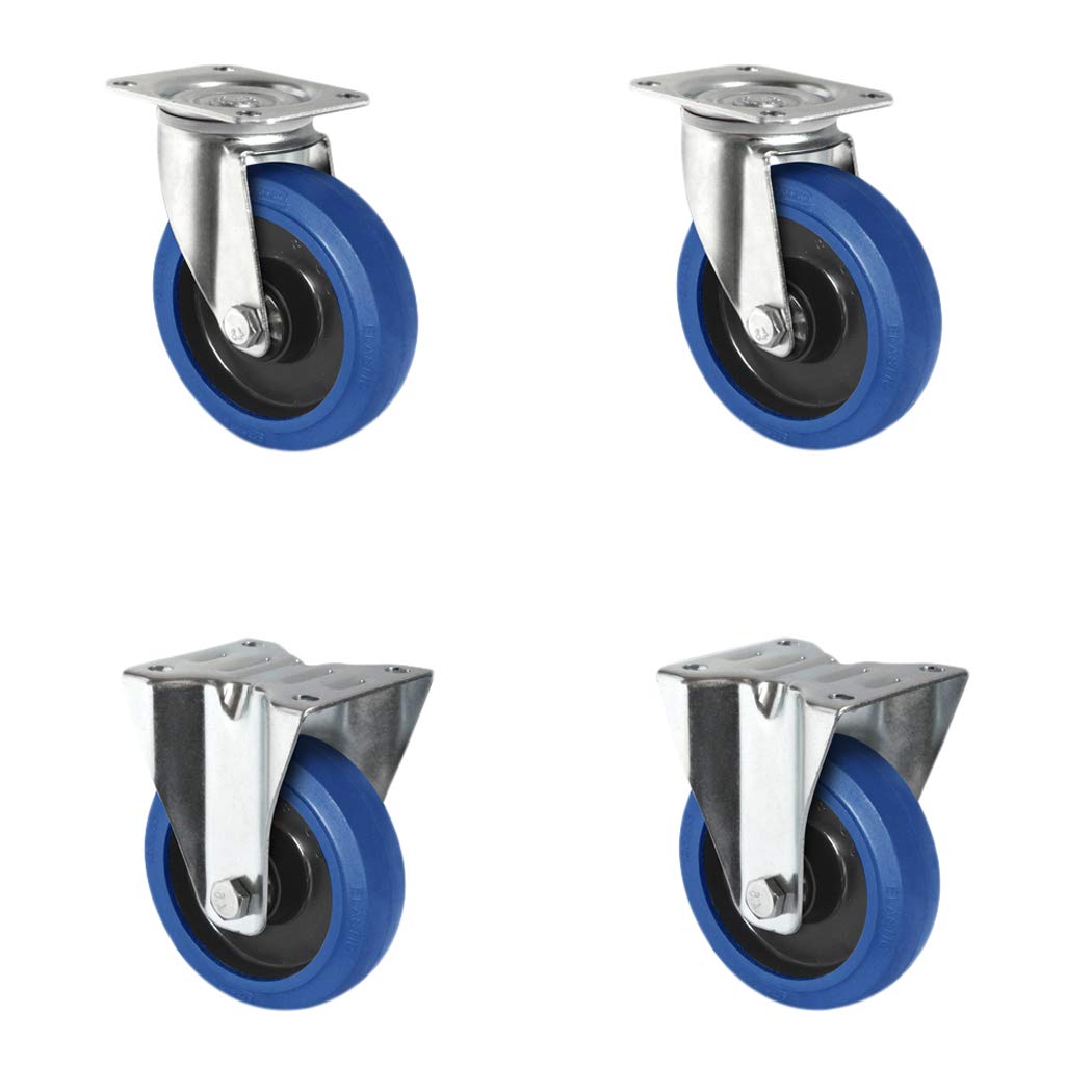 CASCOO SETSPFP125R4E1B34 Rollensatz 2 Lenkrollen, 2 Bockrollen, Polyamid, Elastik blau, Gummi, Durch