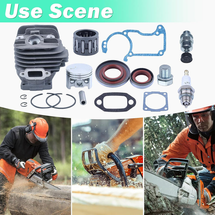 Adefol Kolben und Zylinder für Stihl 026 MS 260 Serie Serie, Nikasil 44,7 mm Kolbensatz + Dichtung +