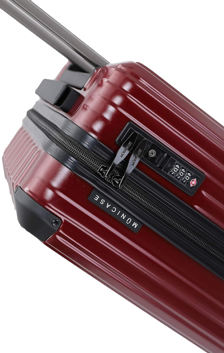 M816 TSA-Schloss, Teleskopgriff, Reisekoffer mit 4 Rollen, Hartschale, Kabinentrolley 55cm, Weinrot