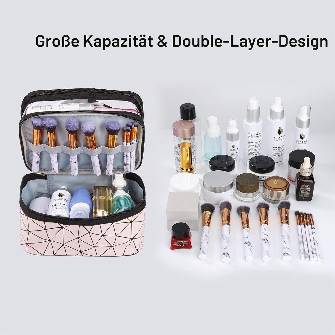 Kosmetiktasche Doppelschichtige Kulturbeutel Tragbare Transparent Reise Schminktasche Grosse Makeup