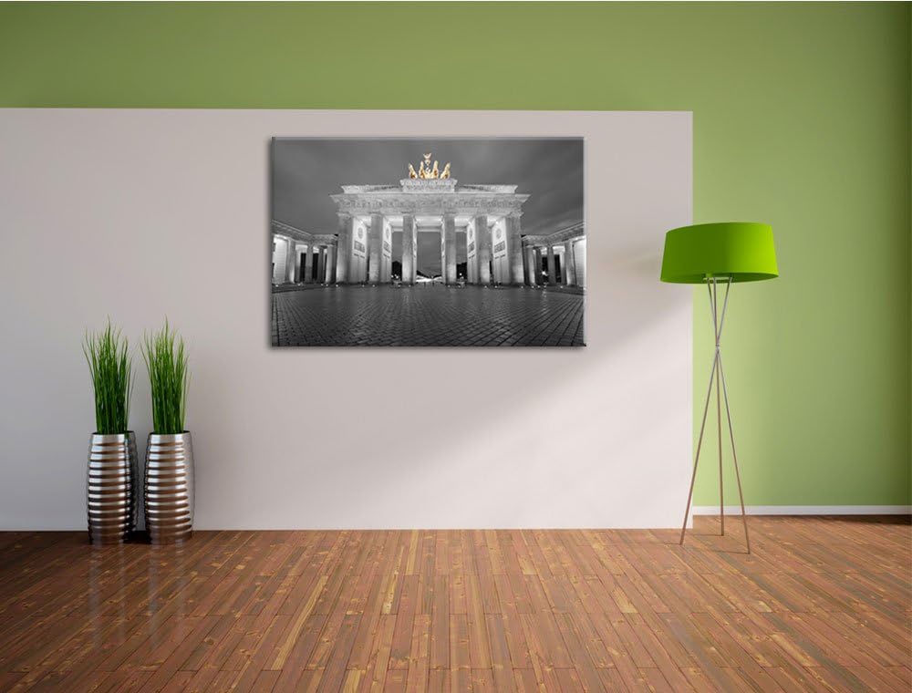 schönes Brandenburger Tor schwarz/weiss Format: 100x70 auf Leinwand, XXL riesige Bilder fertig gerah