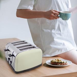 PRIXTON 4 Slice Toaster 1900W mit 4 extra breiten Schlitzen, Edelstahl, 7 Bräunungsstufen, Auftau- u