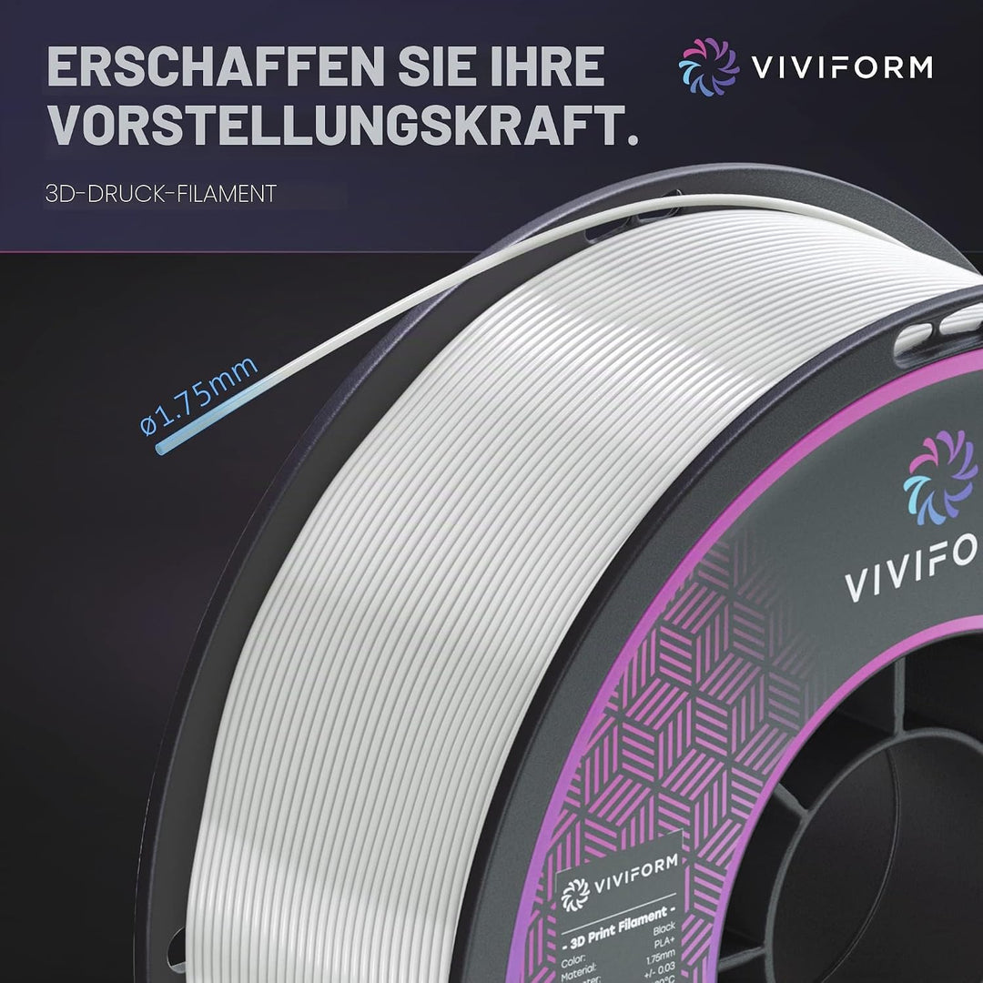 Viviform silk PLA Filament für 3D Drucker | 1kg Rolle | ∅1,75mm +/- 0,03mm | Silber metallic, VF-PLA