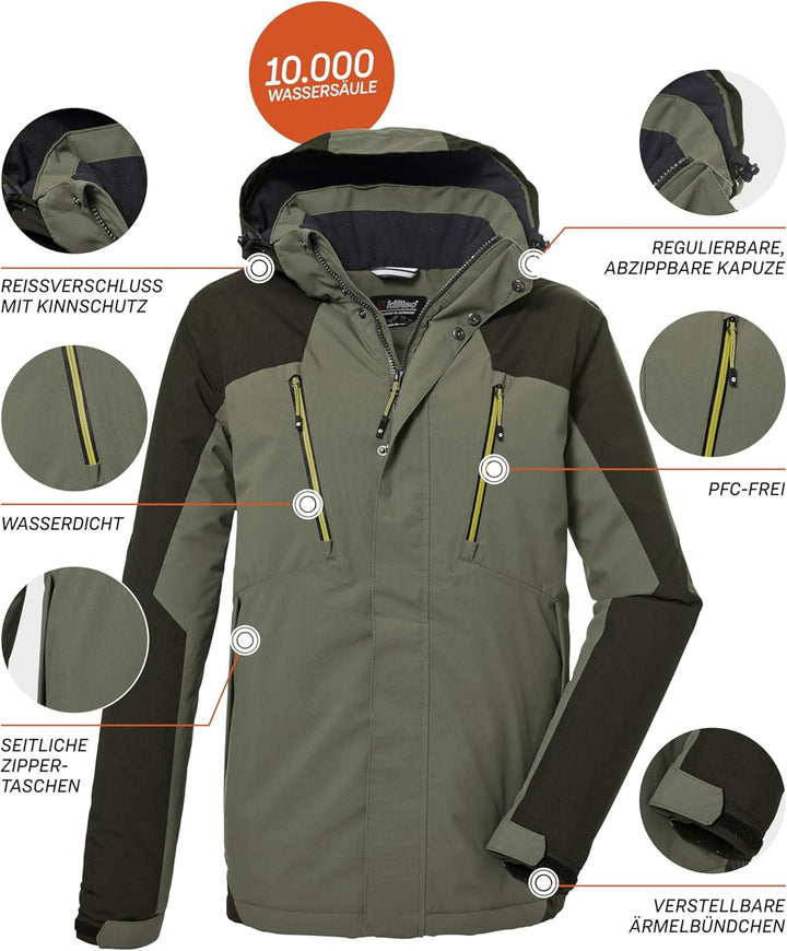 Killtec Herren Kow 25 Mn Jckt Funktionsjacke/Outdoorjacke mit abzippbarer Kapuze L oliv, L oliv