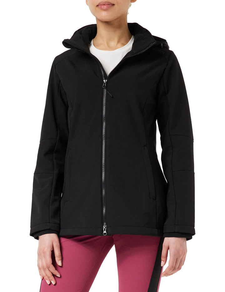 CMP Damen Damen-softshelljacke mit Abnehmbarer Kapuze WOMAN JACKET ZIP HOOD, Schwarz