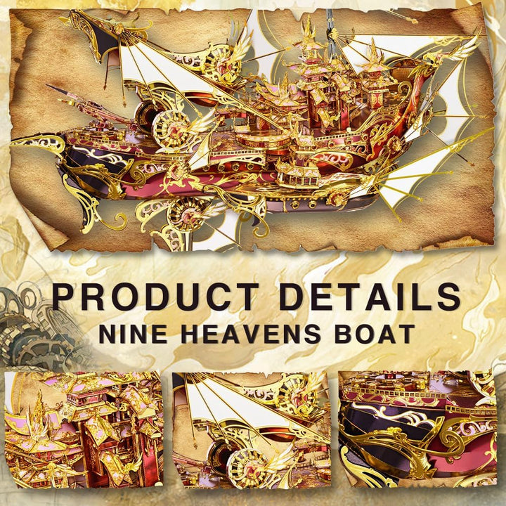 Piececool 3D Puzzle Metall Piratenschiff Drachenboot, 3D Metall Puzzle Segelboot Schiffsset, Modell