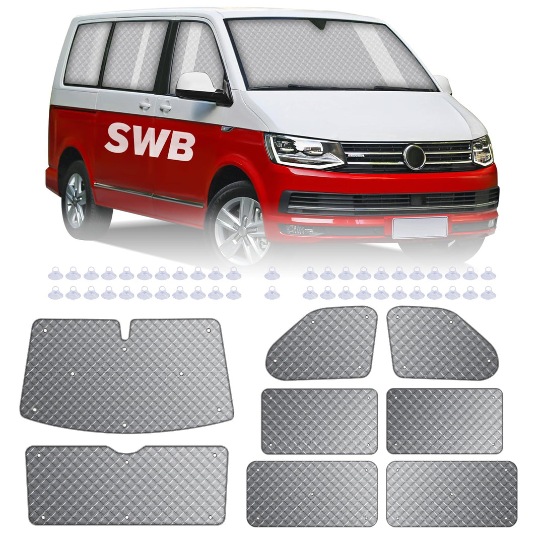 8Stk Thermomatte Fahrerhaus passend für VW T5/T6 SWB, Luxus Interne Auto Sonnenblende Frontscheibena
