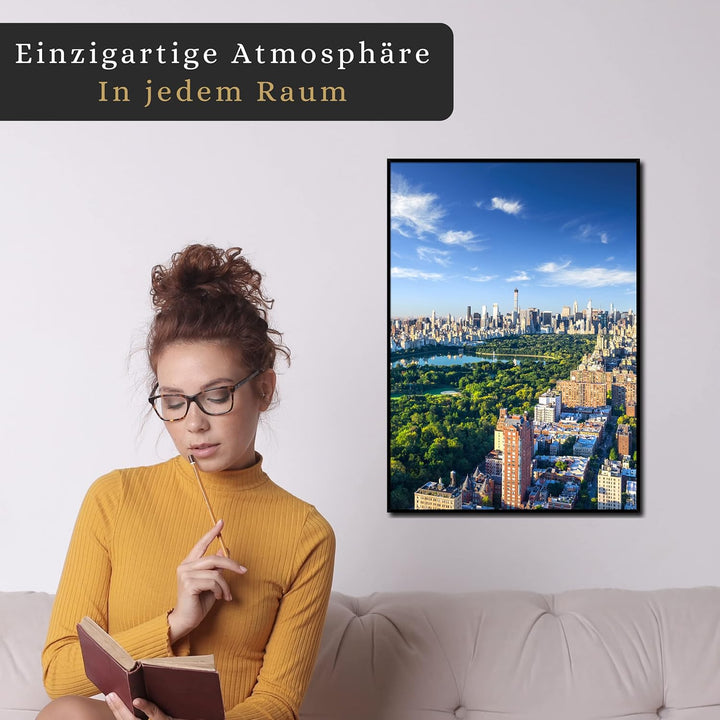 daazoo Wandbild New York Central Park | 50 x 70 cm Hochformat | Bild mit Rahmen | Einrichtung Poster