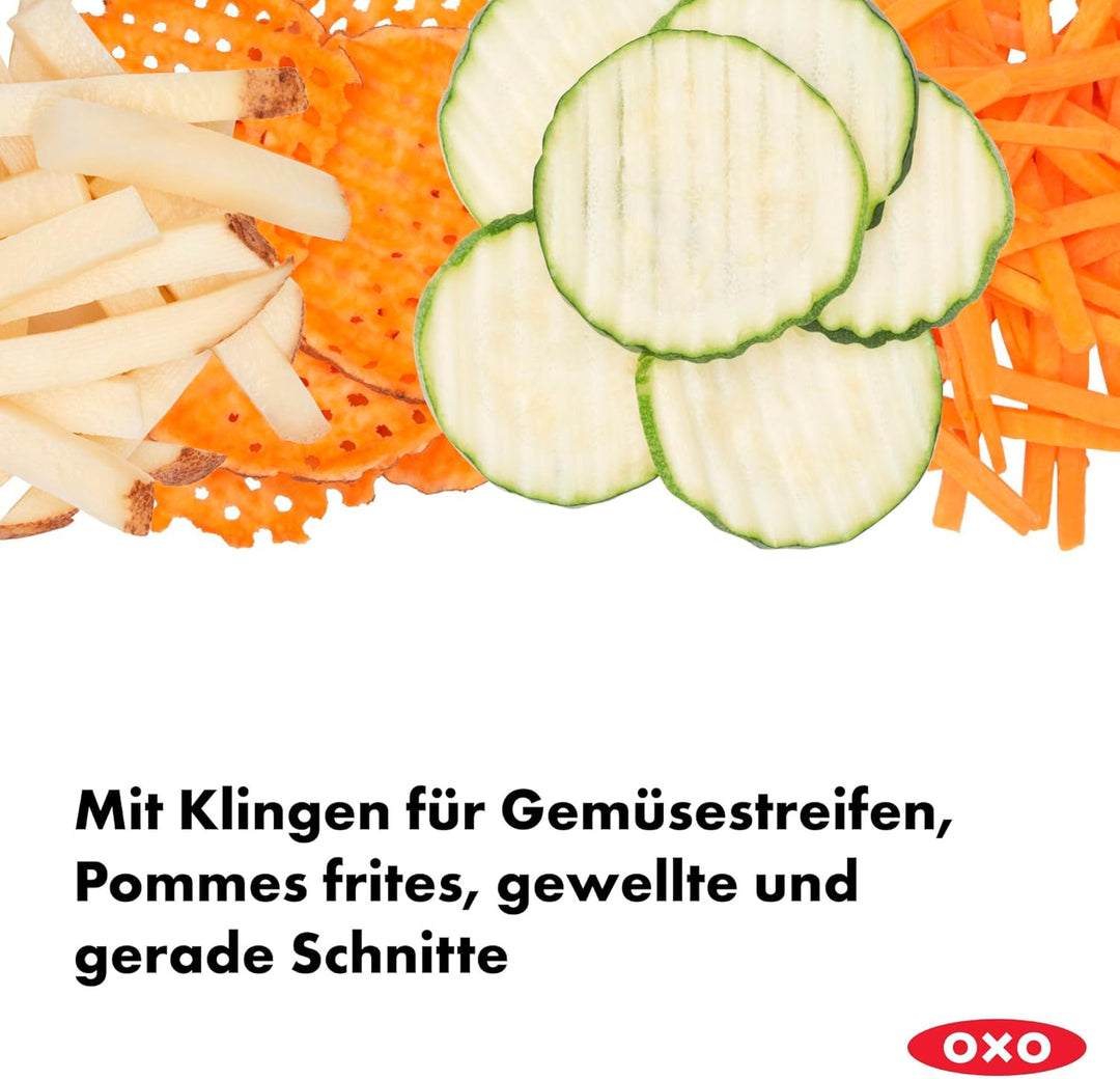 OXO Good Grips Profi Obst- und Gemüsehobel 2.0 mit Klingen aus japanischem Edelstahl, grau Single Ch