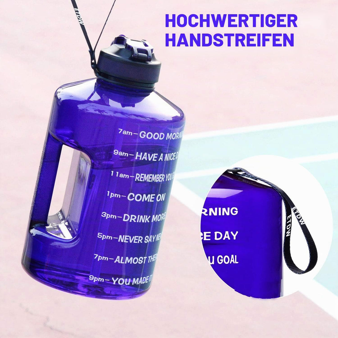 3,78 Liter Trinkflasche Sport mit Zeitangaben und Strohhalme, 3,78L Gross Sportflasche BPA Frei, Aut