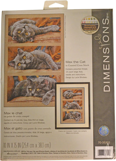 Dimensions Gezählter Kreuzstick Set, Max The Cat, 1.45 x 23.52 x 32.74 cm Schottenkaro, Schottenkaro