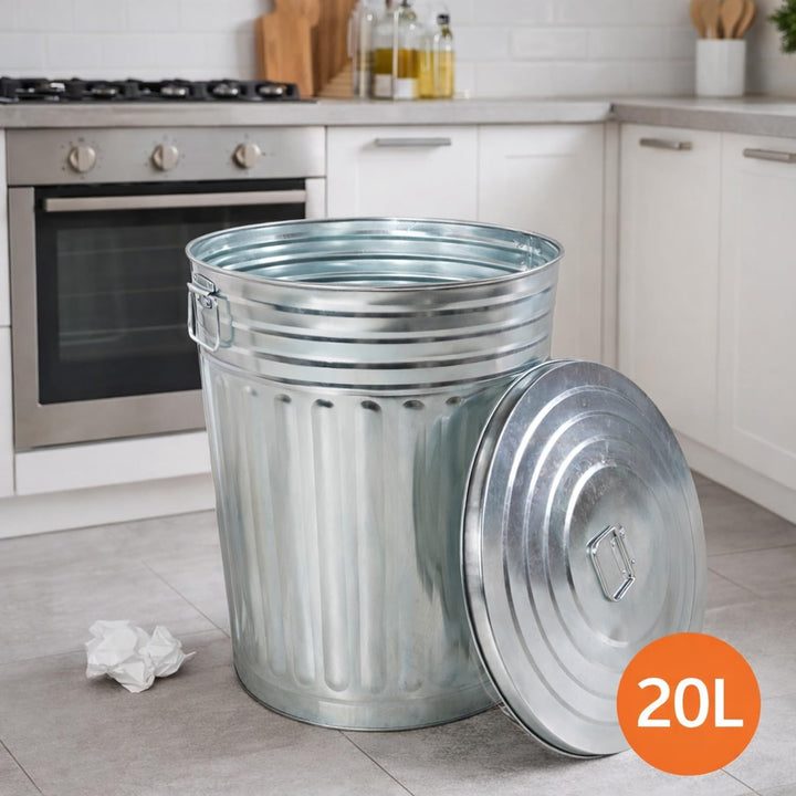 Mojawo 20L Oskartonne Aschetonne mit Deckel Ascheeimer Metalltonne Abfalltonne Küchen Mülleimer Abfa