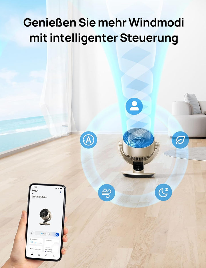 Dreo 28dB Leiser Smart Tischventilator für Schlafzimmer Büro, Ventilator mit Fernbedienung Kühlung 2