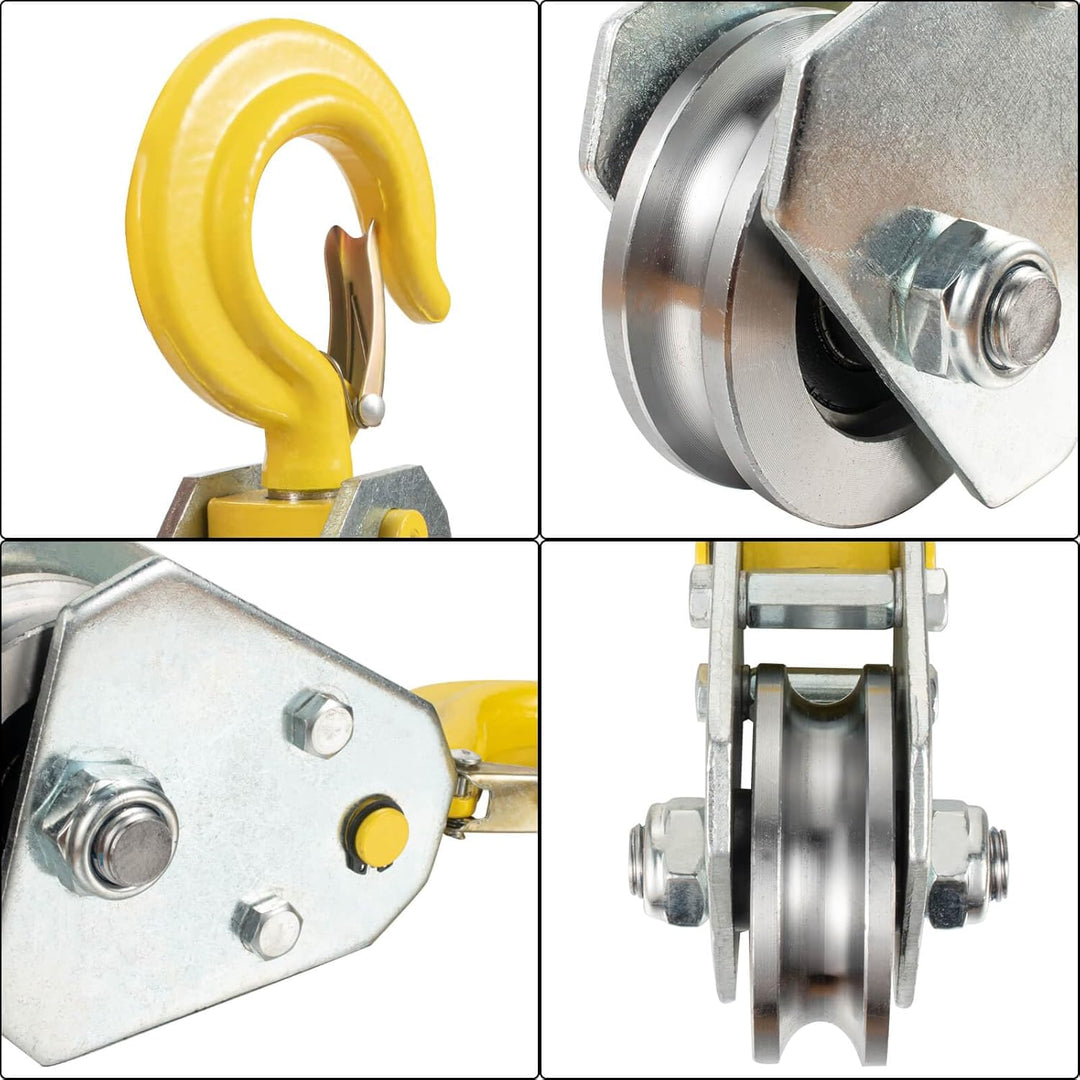 1 Ton Umlenkrolle mit Kugellager und Haken, Umlenkrollen für 15mm Seile Stahlseil, für Seilzug Seilw