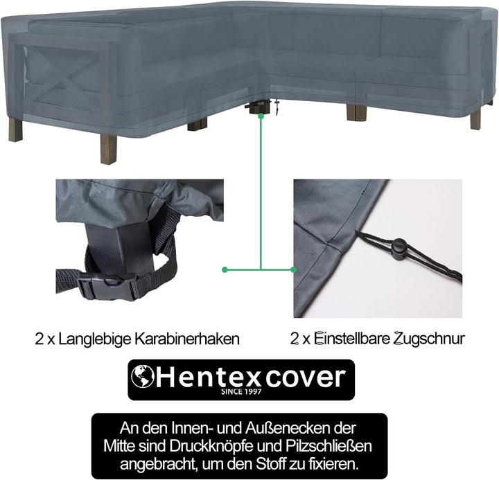 Hentex Cover Loungemöbel Abdeckhaube für L-Form Sofas，Wasserdichtes Atmungsaktives TPU Gewebe Abdeck