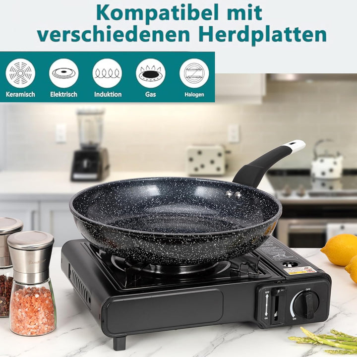 EliteHoff Pfanne Induktion, Bratpfanne mit Antihaftbeschichtung, Geeignet für alle Herdarten, Granit