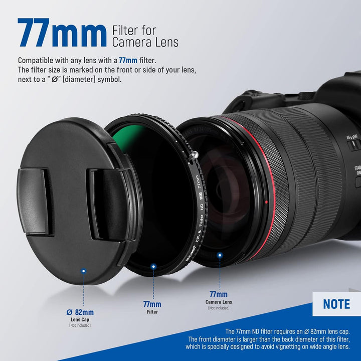 NEEWER 2 in 1 77mm Variable ND Filter ND2-ND32&CPL (Zirkular Polfilter) No X Cross Variabel Graufilt