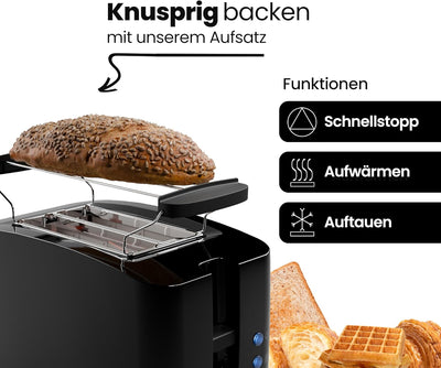 Clatronic® Toaster 2 Toastschlitze | Toaster mit Brötchenaufsatz | Toaster 2 Scheiben mit Liftfunkti