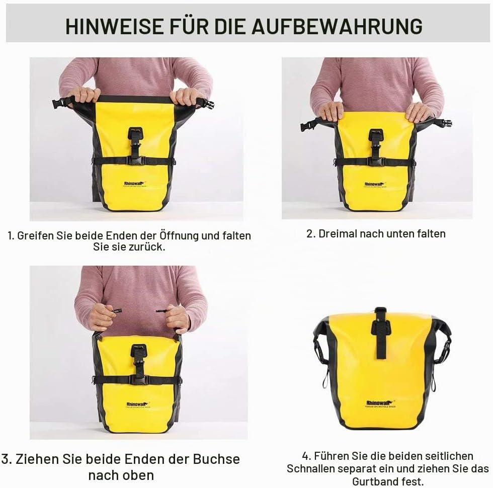 Rhinowalk 20L Fahrradtasche Wasserdicht Gepäckträgertasche Fahrrad Gepäckträger Seitentaschen Rollto