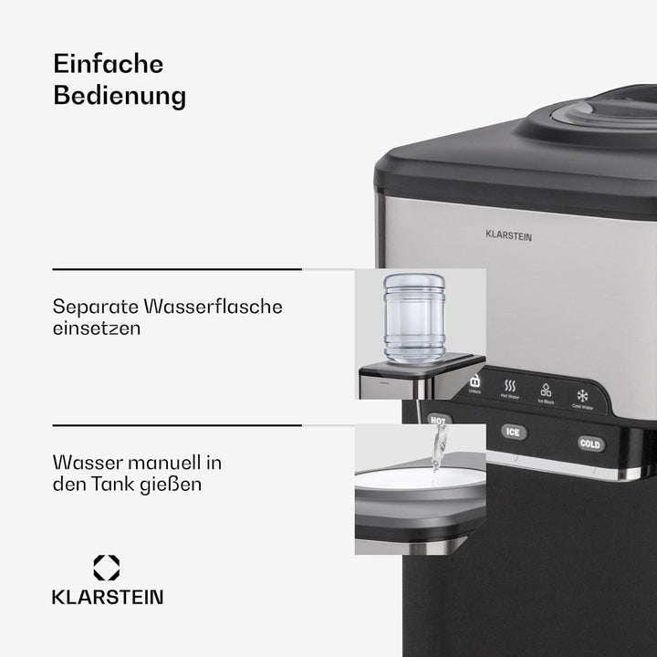 Klarstein Eiswürfelmaschine für Zuhause Camping Gastro, Schnelle Mini Eiswürfelmaschine Klein, Profi